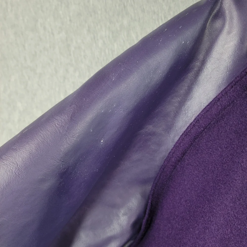 Vintage 90s Neff Varsity Jacket Large Purple Wool Leather Letterman E Patch USA